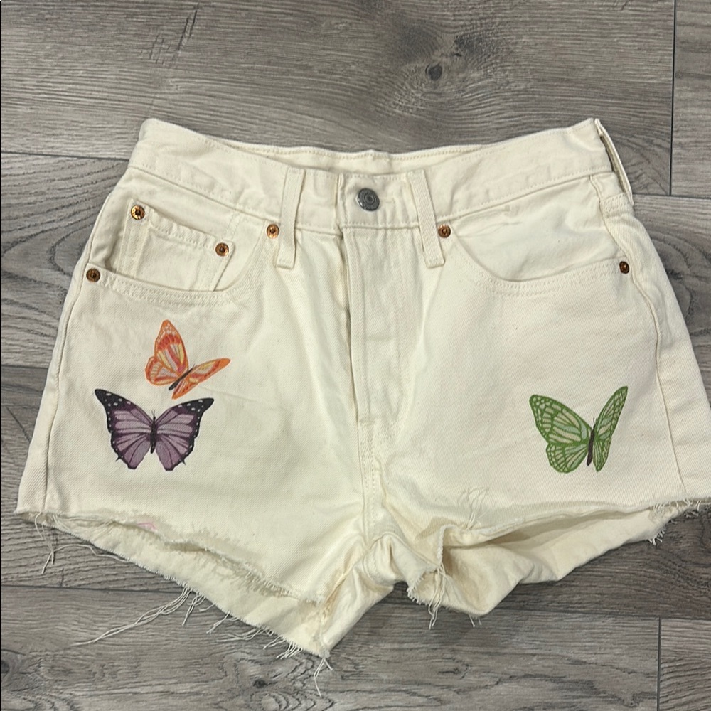 Levi's  501 White Butterfly Shorts NWOT